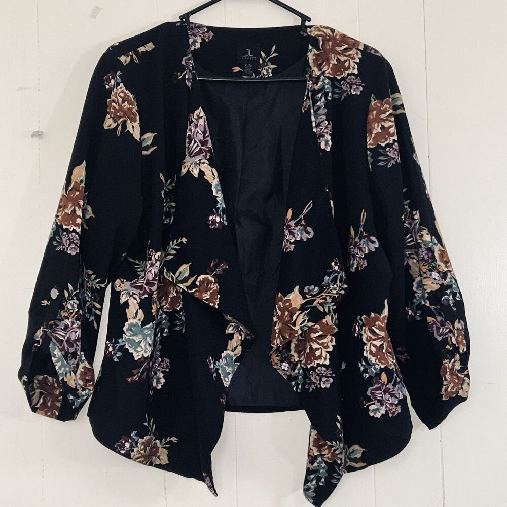 Jules & Leopold Studio Womens Multicolor Floral Open Front Blazer Lined Size XL.